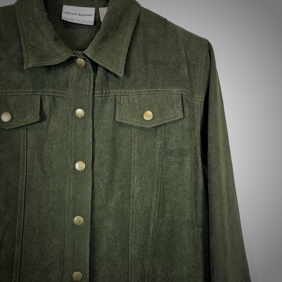 Alfred Dunner Womens Green Button Up Long Sleeve. - Picture 2 of 9